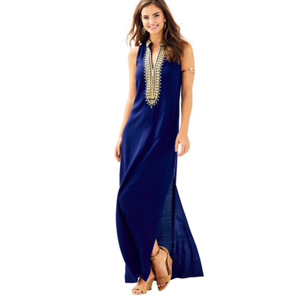 Navy & Gold Jane Maxi Dress